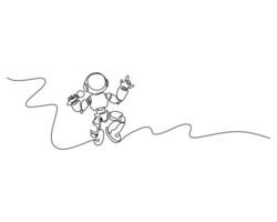 Continuous line drawing of a robot joyfully singing into a microphone, energetic and dynamic movement, minimalistic and futuristic style artwork representing music and technology. vector