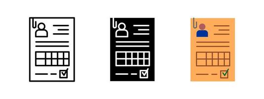 CV form icon. Personal profile document with checkboxes and user photo illustration. Job application or professional resume. Symbol of employment and career. Job candidate profile pictogram. vector