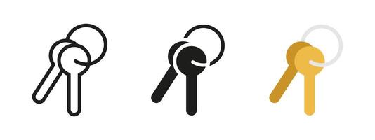 Key icon. Pair of keys on a metal ring illustration. Symbol of access, security and lock mechanisms for homes, safes or personal belongings. vector