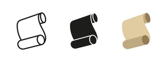 Scroll icon. Curled parchment paper illustration. Symbol of ancient documents, historical records or vintage writing for storytelling, archives or messages. vector