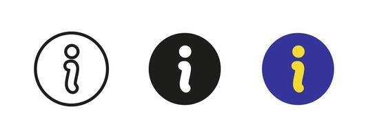 Information icon. Circular badge with lowercase I symbol illustration. Help center pictogram for websites, user interfaces and service desks symbol. vector