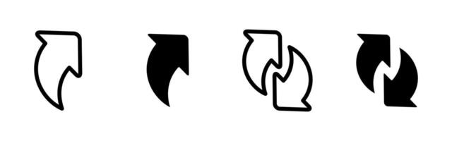 Share arrow icon. Curved upward arrow and arrow pair illustration. Symbol for sharing, uploading, forwarding or transferring content in user interfaces and digital applications. vector