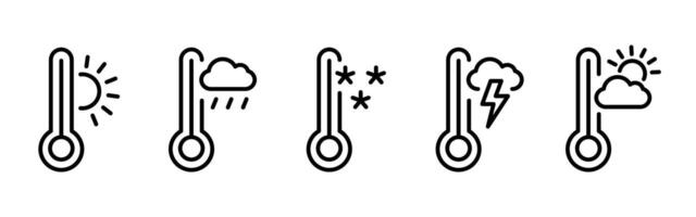 Thermometer icon. illustration showing varying temperature levels. Heat and cold measurement symbol. Weather and climate indicator pictogram for environmental and medical applications. vector