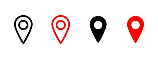 Location pin icon. Map marker with circular center illustration. GPS navigation and geolocation symbol. Travel destination and direction sign. Route and place indicator pictogram. vector