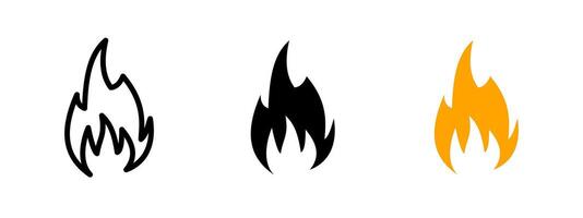 Fire icon. Stylized flame shape with pointed edges illustration. Burning symbol of heat, energy and combustion. Emergency alert and hazard warning sign. Danger pictogram. vector