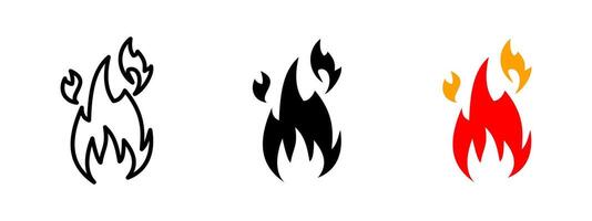 Flame icon. Stylized burning fire with multiple sharp flickers illustration. Wild blaze and ignition symbol. Emergency alert and energy source sign. Hazard pictogram. vector