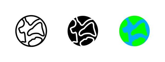 Earth icon. Simplified planet with abstract continents illustration. Global world representation symbol. Geography and international unity sign. Planet environment pictogram. vector