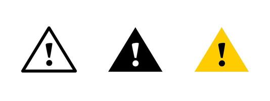 Warning icon. Triangle with exclamation mark indicating danger or caution illustration. Safety symbol for alerts and hazardous conditions sign. Emergency and risk notification pictogram. vector