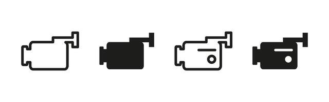 Camera icon. Compact recording device with lens and body illustration. Surveillance or filming symbol for media production, security systems and digital content creation. vector