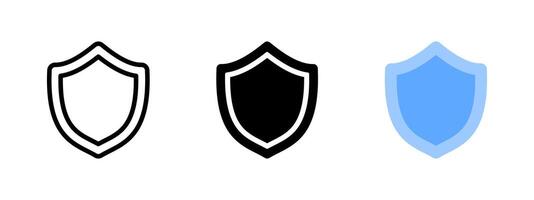 Shield icon. Classic protective badge illustration with double border. Security and defense symbol. Privacy guard pictogram for cybersecurity, antivirus software and internet protection design. vector