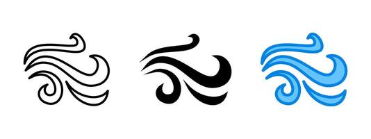 Wind icon. Swirling air motion illustration. Atmospheric breeze and gust symbol. Weather forecast pictogram representing airflow, direction and natural wind movement. vector