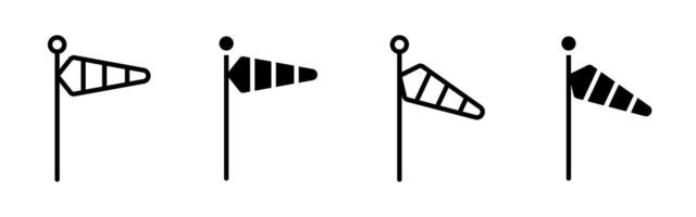 Windsock icon. Striped wind cone on pole illustration. Airflow direction and speed indicator symbol. Aviation and meteorology pictogram for airport and weather applications. vector