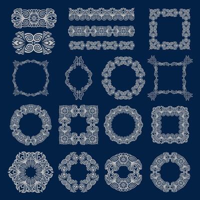 Tunisian Ornament Frame Pattern Set Ethnic Design