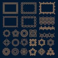 Luxury geometric frame and pattern design gold ornaments vector