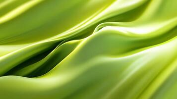 Abstract green silky fabric creating smooth waves and graceful folds photo