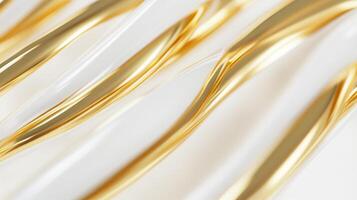 Abstract gold and white twisted ribbons with a smooth flowing pattern, 3d render photo