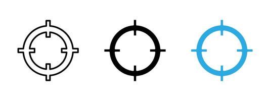 Crosshair icon. Aiming target illustration. Minimal sight symbol for shooting, navigation and precision tools. Used in sniper scopes, games and digital interfaces. vector