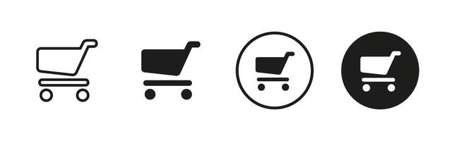 Shopping cart icon. Minimalist trolley illustration. Symbol of retail and online purchases for ecommerce platforms. Useful in websites, apps and digital storefronts. vector