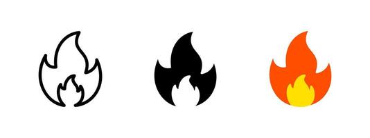 Flame icon. Dual-layer fire illustration with inner and outer flames. Symbol of heat, combustion and alert for emergency warnings or hot surface indicators in UI and signage. vector