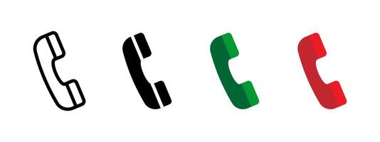 Phone receiver icon. Classic telephone handset in various styles and colors illustration. Symbol for call, support and communication services sign. Connection and contact pictogram. vector