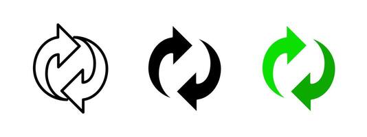 Sync arrows icon. Two circular arrows forming a loop illustration. Symbol of refresh, reload or update action. Universal pictogram for data synchronization and continuous process cycle. vector