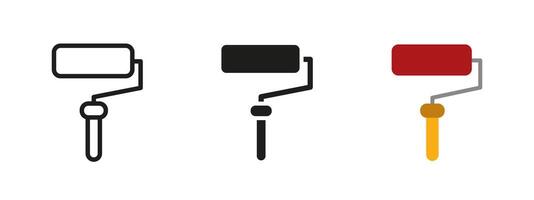 Paint roller icon. Hand tool with a cylindrical sponge used for applying paint on surfaces illustration. Common symbol in renovation, construction and home improvement contexts. vector