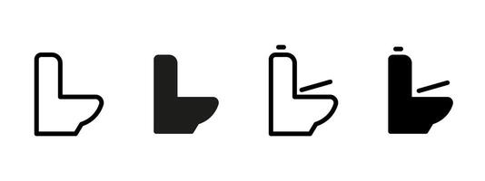 Toilet icon. Stylized bowl with or without raised seat illustration. Sanitary fixture symbol for restroom signs, bathroom hygiene and plumbing-related design contexts. vector
