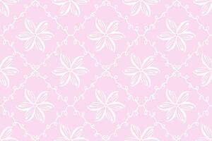 Pink Seamless Pattern with Hand-Drawn Floral Motifs and Botanical Elements vector