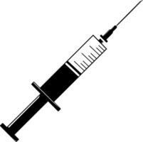 Syringe a medical instrument. A cylinder with a piston and a sharp thin needle tip. Medicine and health care. vector