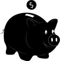 Piggy bank. A pig shaped figurine with a slot for coins, designed for saving money. Storage of coins and small bills. vector