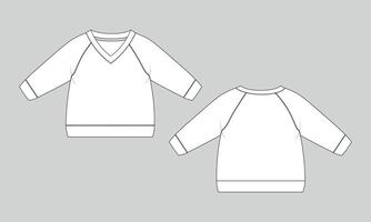 Sweatshirt technical drawing template front and back vector