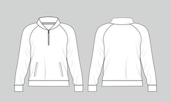 Jacket technical drawing fashion flat sketch template front and back vector