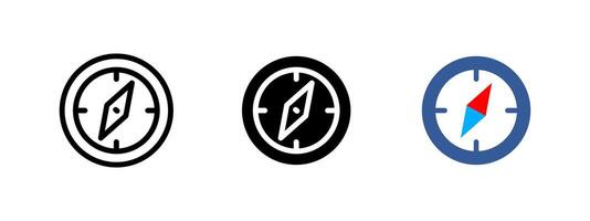 Compass icon. Circular navigation tool with directional arrow illustration. Travel guide and location orientation symbol. Pathfinding and map direction. Exploration and positioning pictogram. vector