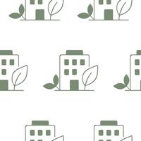 pattern with a business icon of a house with branches of green leaves, which means ecological life, the union of business and ecology vector
