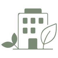 simple business icon of a house with branches of green leaves, meaning ecological life, the union of business and ecology vector