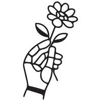icon of a robot hand holding an open flower, showing the gentle combination of robotics and nature vector