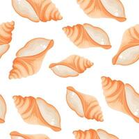 seamless pattern with icon of yellow mollusk shell from the bottom of the sea or ocean, for various summer or nautical designs vector