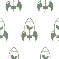 pattern with business icon of a rocket with a green leaf, which means the correct and fast movement towards ecological ideas, the union of business and ecology vector