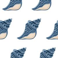 pattern with an icon of a blue large shell from the bottom of the ocean or sea, for various summer and marine designs vector
