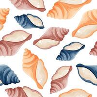 seamless pattern with colorful mollusk shell icons from the bottom of the sea or ocean, for various summer or nautical designs vector