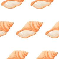 pattern with an icon of a yellow mollusk shell from the bottom of the sea or ocean, for various summer or marine designs vector