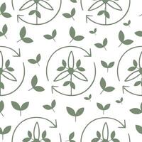 seamless pattern with a business icon of a windmill with a green leaf, which means ecological energy production, the union of business and ecology vector