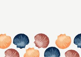 poster with a marine theme, namely with colorful sea mollusks of various shapes on a white background vector