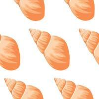 pattern with a yellow seashell icon, namely the shell of a crustacean, for marine and summer designs vector