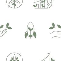 seamless pattern with a set of business icons and green leaves, namely the combination of business and ecology and the ecological use and application of energy vector
