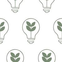 pattern with business icon of light bulb with green leaf, meaning ecological ideas, merging business and ecology vector