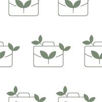 pattern with business icon of a working portfolio with branches of green leaves, combining business and ecology vector