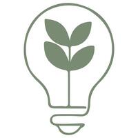 simple business icon of a light bulb with a green leaf, meaning ecological ideas, merging business and ecology vector