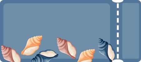 coupon with a marine theme, namely with colorful sea shells of various shapes vector