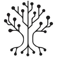 tree icon, whose branches resemble the structure of an electronic circuit, symbolizes the combination of artificial intelligence and ecology vector